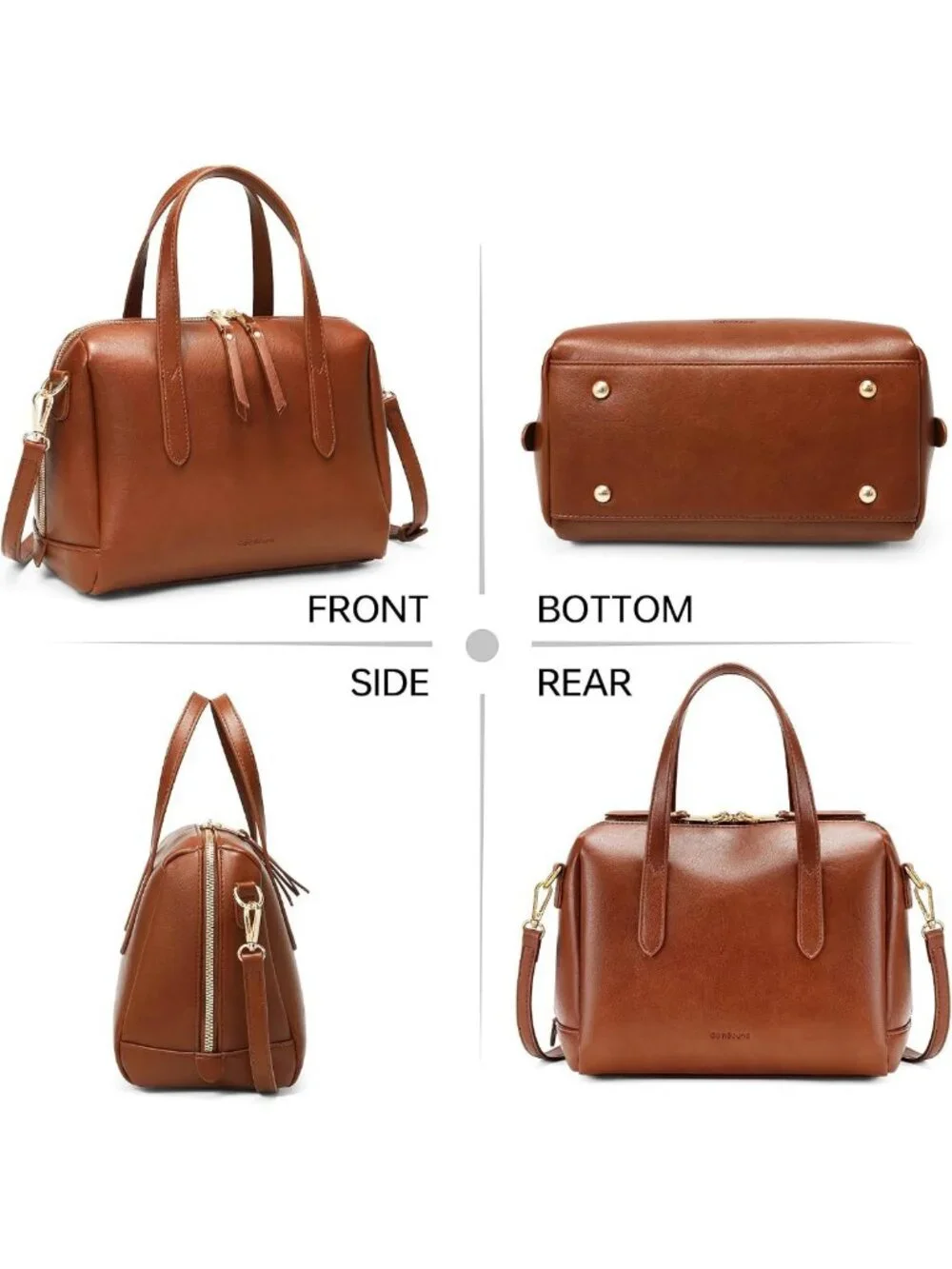 Vintage Vegan Leather Boston Bag for Women | Retro Satchel & Crossbody Purse